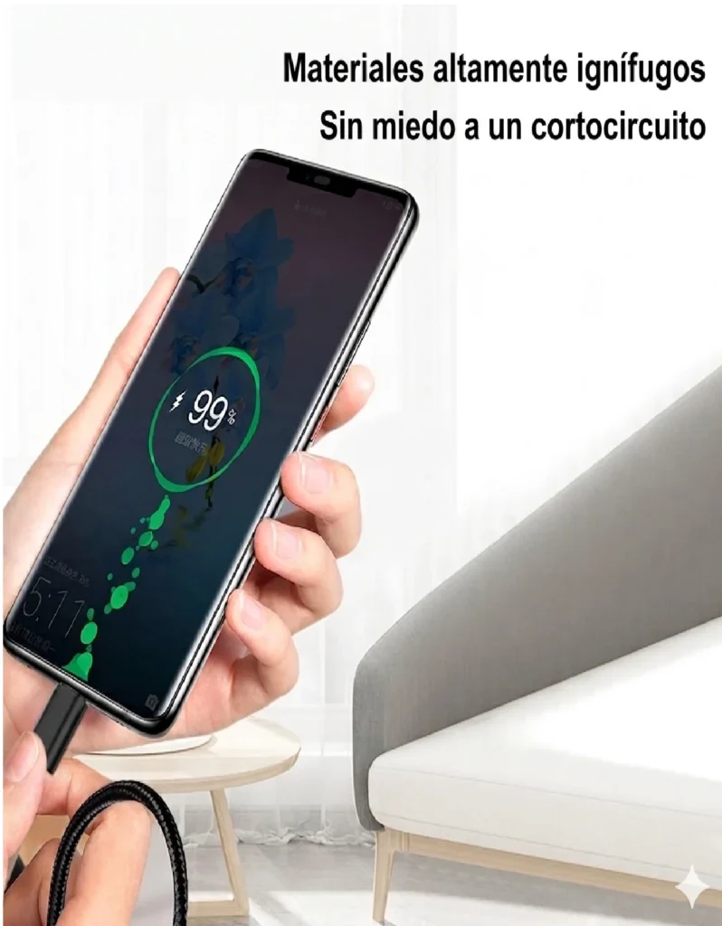 Cable Usb Carga Rápida 2.0 Con Salida Tipo C 1 Metro De Largo