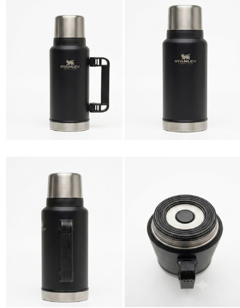 Termo Clasico  Acero Inoxidable 1.2 Litros Negro