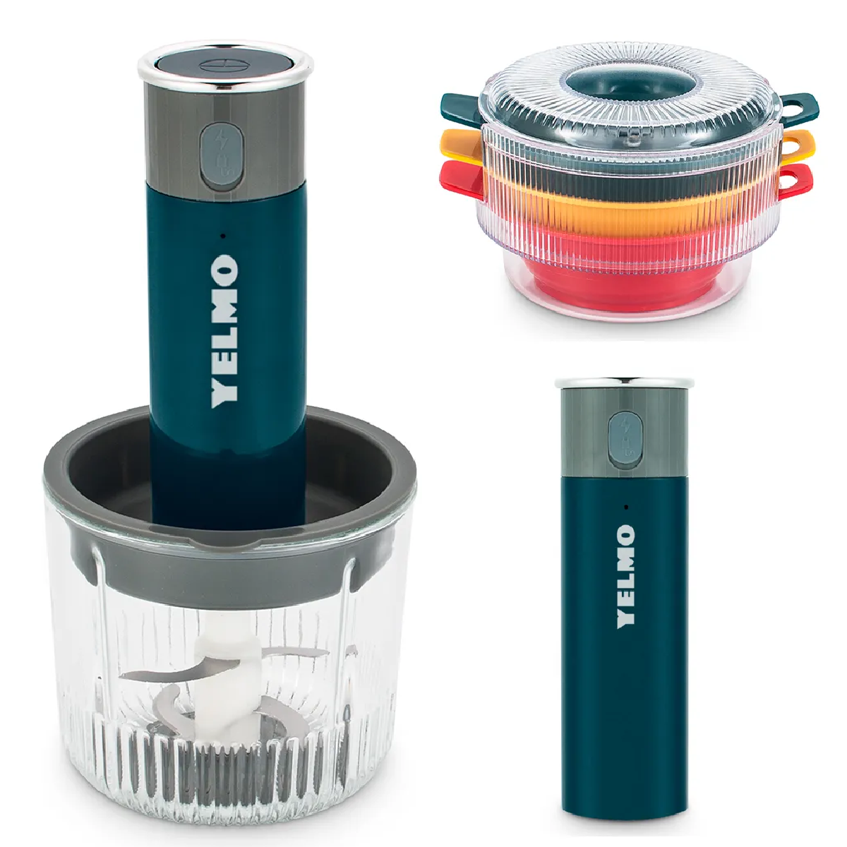 Picadora Recargable Yelmo Pc-5812 4 En 1 USB C 60w Vidrio - Imagen 2