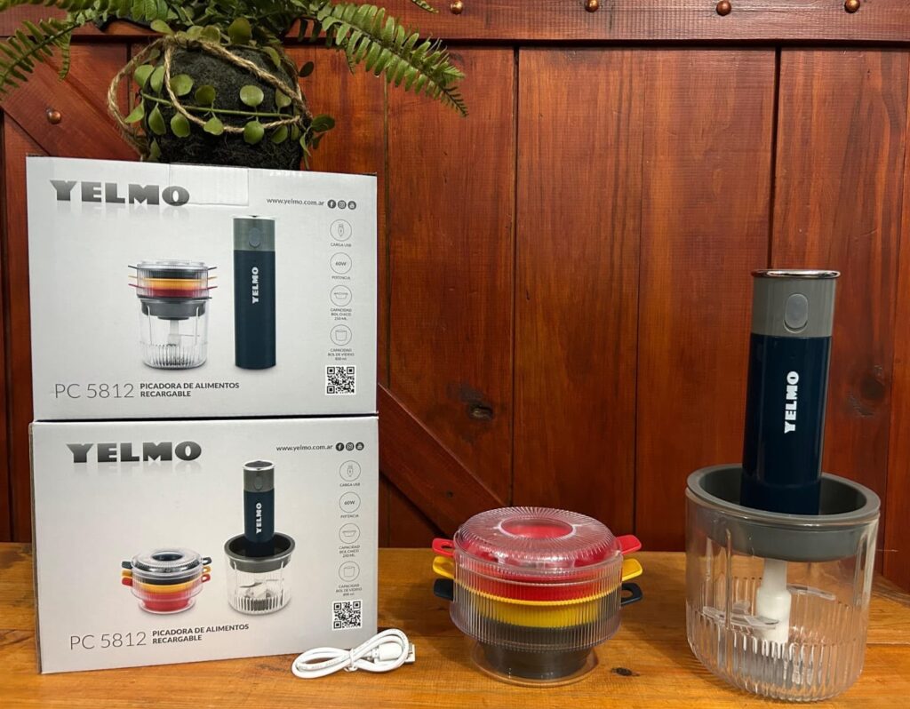 Picadora Recargable Yelmo Pc-5812 4 En 1 USB C 60w Vidrio